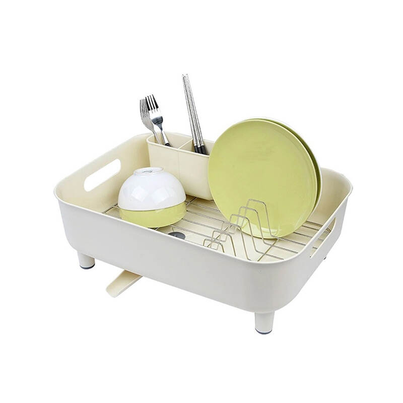 Giá Để Đựng Muỗng Dĩa Bằng Nhựa, Thanh Ngăn Bằng Thép Không Gỉ, 447x327x156mm - 2 màu (Xanh Lá, Màu Ngà) - LDR110 image number null